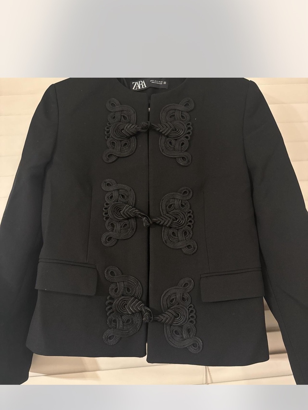 NWOT Zara Black Military-Style Embellished Jacket